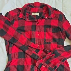 Hollister Red and Black Checkered Shirt